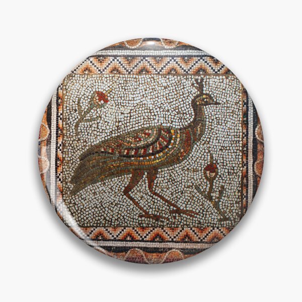 Item preview, ANTIQUE ROMAN MOSAIC PEACOCK WITH FLOWERS designed and sold by BulganLumini.
