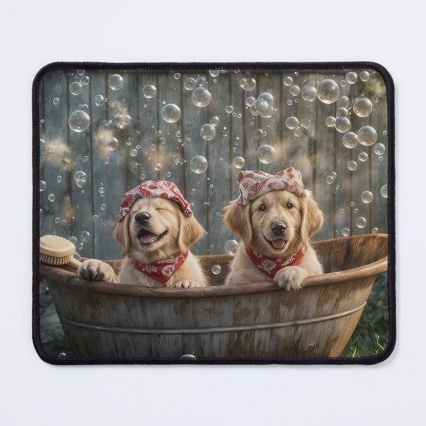 Item preview, You Make my Heart Happy Two Golden Retrievers in A Bubble Bath Rustic Tub designed and sold by Stephanie Laird.