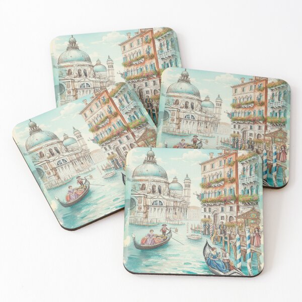 Item preview, Venice Watercolor Painting – Gondolas on the Grand Canal (Santa Maria della Salute) designed and sold by Italian Ink Studio.
