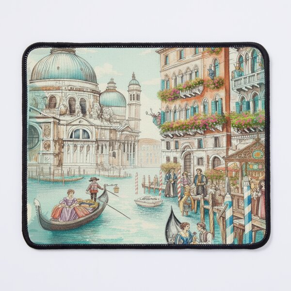 Item preview, Venice Watercolor Painting – Gondolas on the Grand Canal (Santa Maria della Salute) designed and sold by Italian Ink Studio.