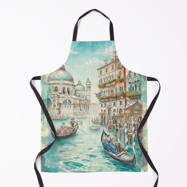 Item preview, Venice Watercolor Painting – Gondolas on the Grand Canal (Santa Maria della Salute) designed and sold by Italian Ink Studio.