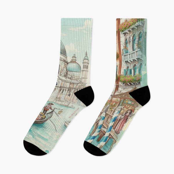 Item preview, Venice Watercolor Painting – Gondolas on the Grand Canal (Santa Maria della Salute) designed and sold by Italian Ink Studio.