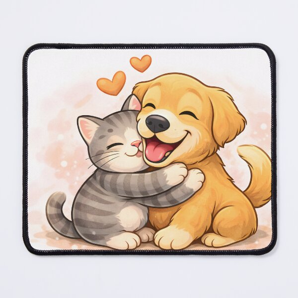 Item preview, Best Fur-Ever Hug – Cute Dog & Cat Love Cartoon Illustration designed and sold by Furfolkz.