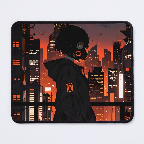 Item preview, ZERO: Monochrome Cyberpunk Rooftop Skyline View | Cute Cyberpunk Anime Girl designed and sold by Sytrics.