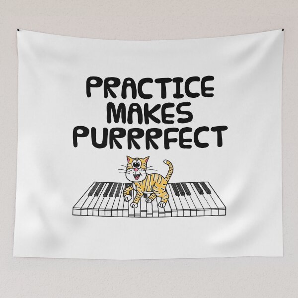 Item preview, Cat Piano Kitten, Practice Makes Purrrfect, Pianist Musician designed and sold by doodlerob.