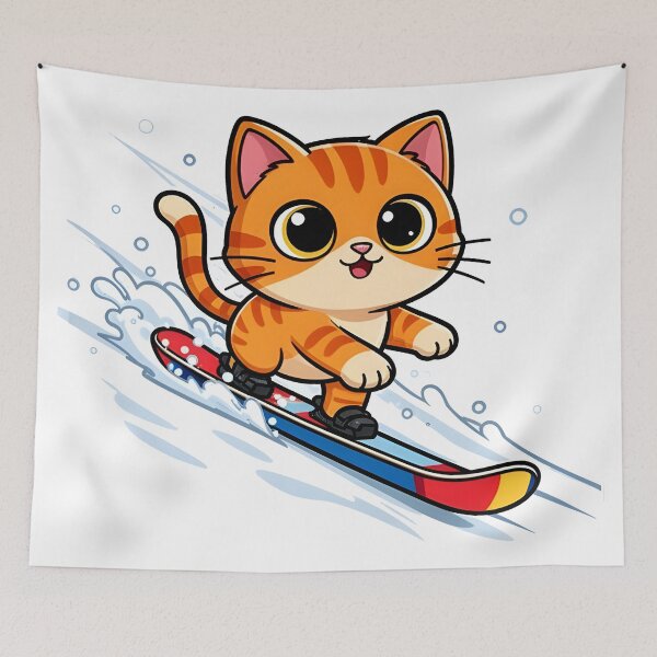 Item preview, cat snowboarding Cute Cat Snowboarding Cartoon Winter Design designed and sold by Uglyandcute.