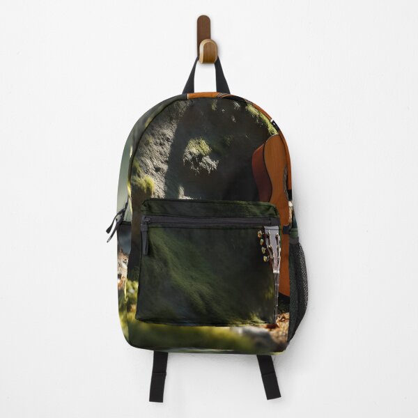 Item preview, Acoustic Guitar in a Misty Forest Scene designed and sold by DreamyWallVibes.
