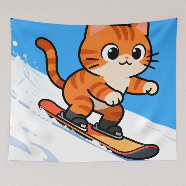 Item preview, cat snowboarding Cute Cat Snowboarding Cartoon Winter Design designed and sold by Uglyandcute.