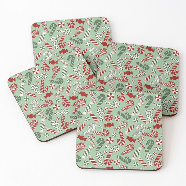 Item preview, Candies & Candy Canes - Multicolored on Light Mint Tea Green designed and sold by thecolorbirdie.