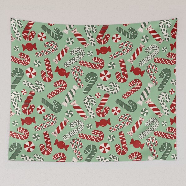 Item preview, Candies & Candy Canes - Multicolored on Light Mint Tea Green designed and sold by thecolorbirdie.