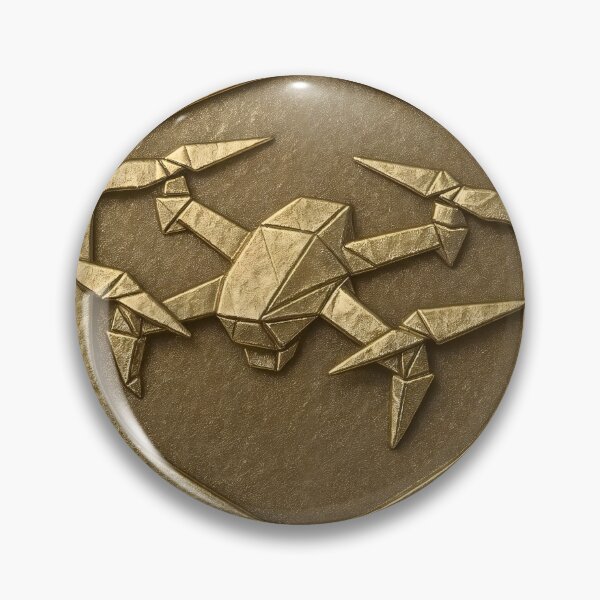 Artikelvorschau, Goldenes Origami-Drohnen-Emblem – Futuristisches Abzeichen entworfen und verkauft von Creative88Art.