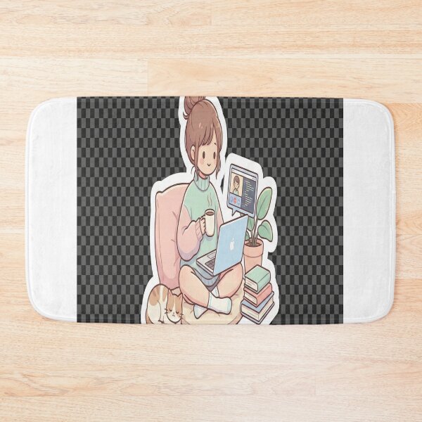 Item preview, Cute Work From Home Girl Sticker | Cozy WFH Aesthetic designed and sold by prachiuke264.
