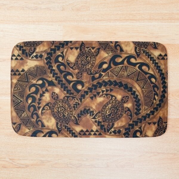Item preview, Polynesian turtle pattern on dark wood background - Close version designed and sold by INNERHARMONY2.