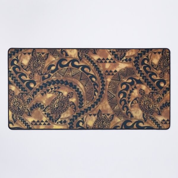 Item preview, Polynesian turtle pattern on dark wood background - Close version designed and sold by INNERHARMONY2.