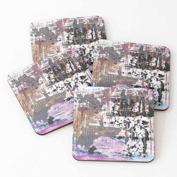 Item preview, Abstract Grunge Painting in Pink, Black, White, Gray, Gold designed and sold by Angela Dow.