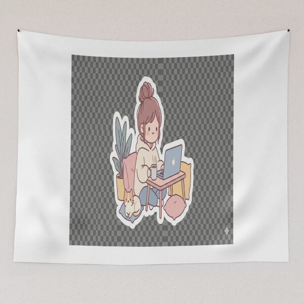 Item preview, Cute Remote Work & Study Girl Sticker | Online Learning Aesthetic designed and sold by prachiuke264.