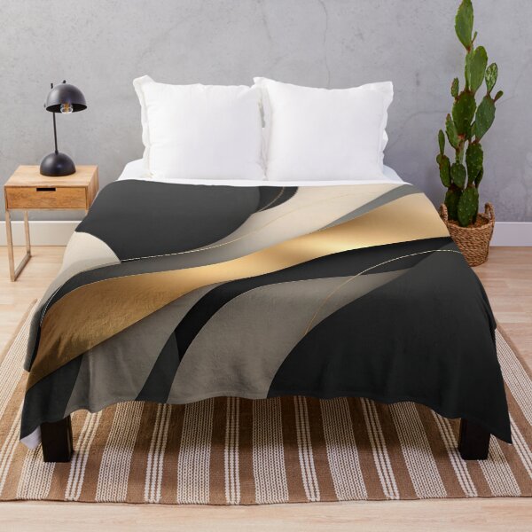 Item preview, Luxury Black and Gold Abstract Waves Art Print designed and sold by DreamyWallVibes.