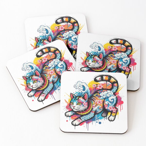 Item preview, Japanese Ukiyo-e Graffiti Cat designed and sold by SholoStudio.