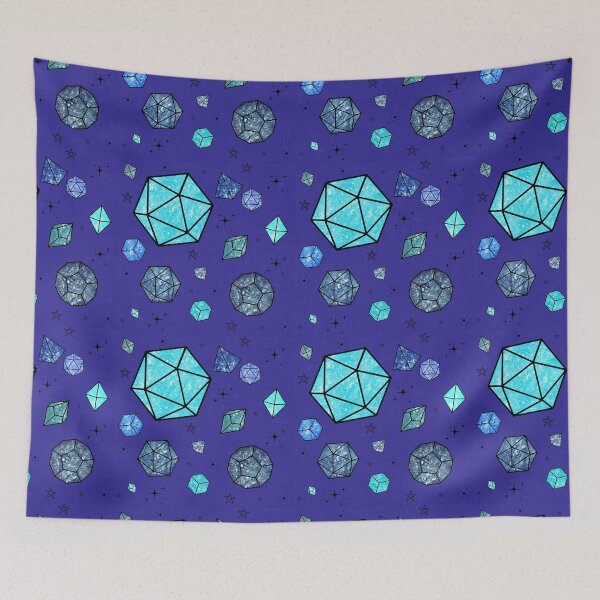 Item preview, Blue Sparkly D20 Dice Seamless Pattern Fantasy Tabletop RPG Dice Galaxy Design designed and sold by annebmeadows.