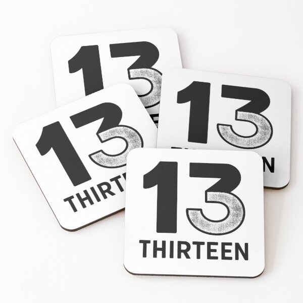 Item preview, "Thirteen" lucky number with minimalist text (black and white ver) designed and sold by Moonshroomarts.