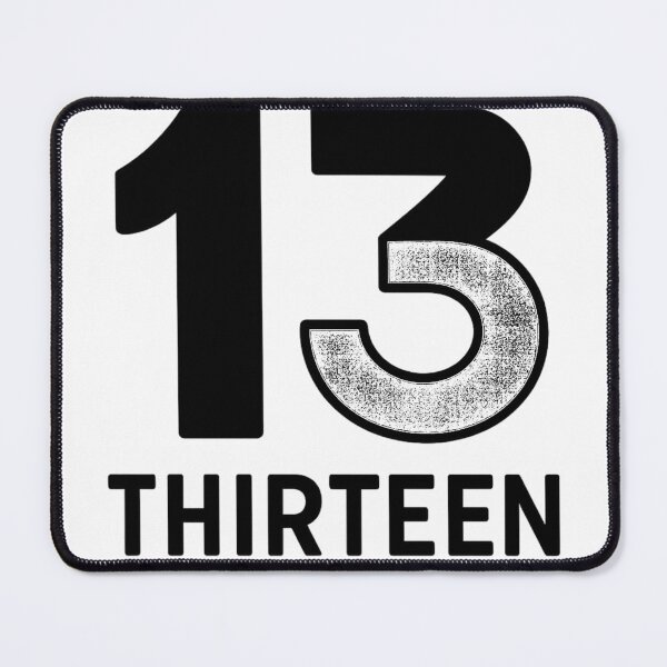 Item preview, "Thirteen" lucky number with minimalist text (black and white ver) designed and sold by Moonshroomarts.