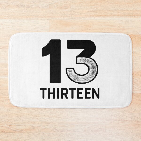 Item preview, "Thirteen" lucky number with minimalist text (black and white ver) designed and sold by Moonshroomarts.