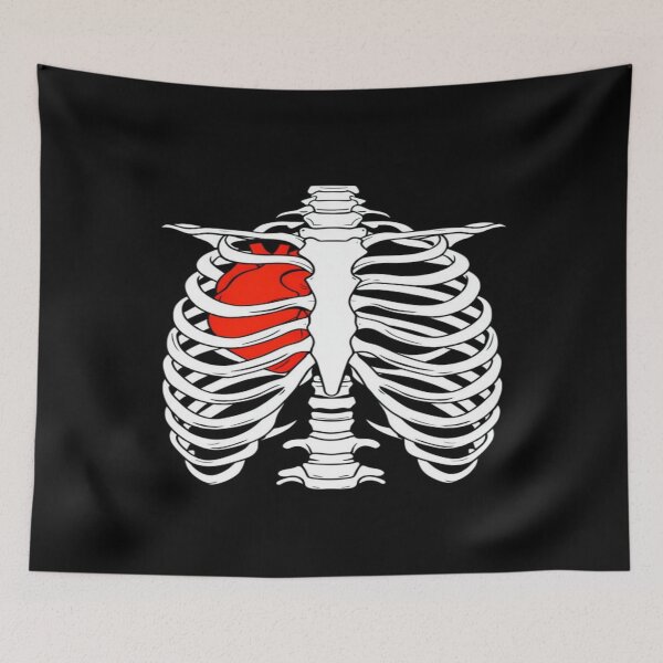 Item preview, Anatomical Ribcage with Red Heart – Gothic Medical Art for Apparel, Posters & Dark Aesthetic Decor designed and sold by Bright Nest Studio.