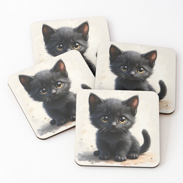 Item preview, Black Kitten in Soft Light designed and sold by Kuky Studio.