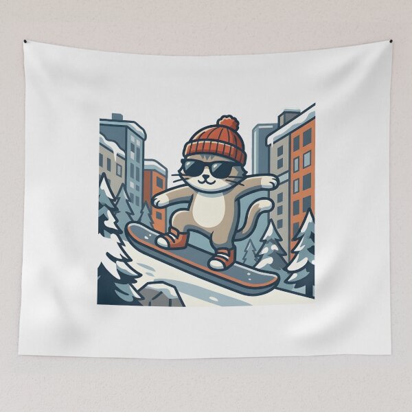 Item preview, Cool Cat Snowboarding Streetwear Illustration designed and sold by Uglyandcute.