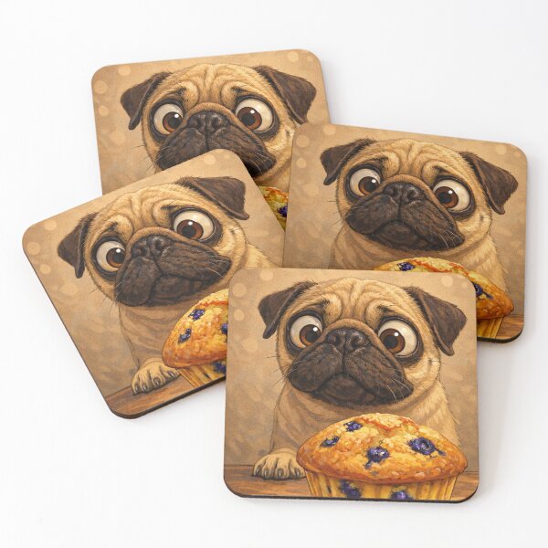Item preview, Cute Pug with Blueberry Muffin – Funny Food Loving Dog designed and sold by Darlin8888.
