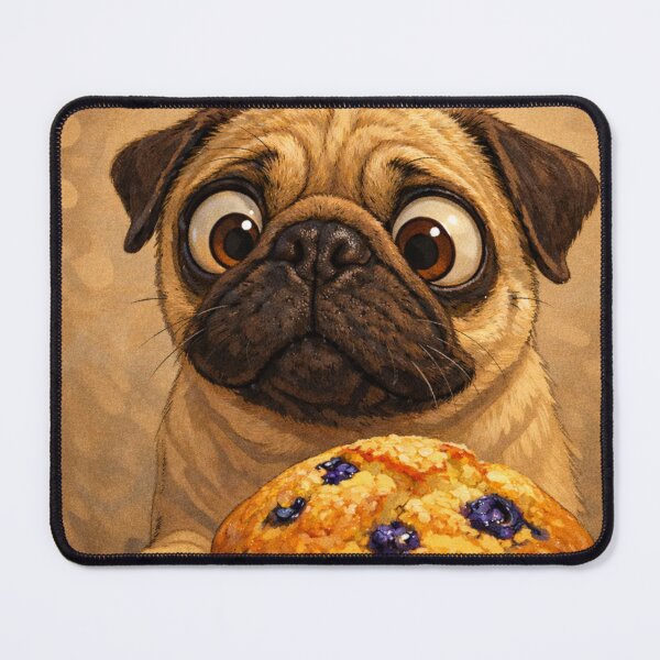 Item preview, Cute Pug with Blueberry Muffin – Funny Food Loving Dog designed and sold by Darlin8888.