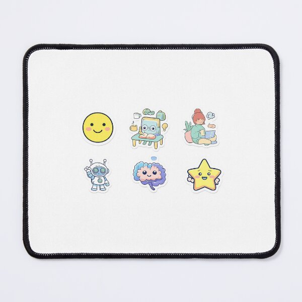 Item preview, Cute Productivity Sticker Pack | Robot, WFH Girl, Brain, Star & Smile – Kawaii Digital Stickers designed and sold by prachiuke264.
