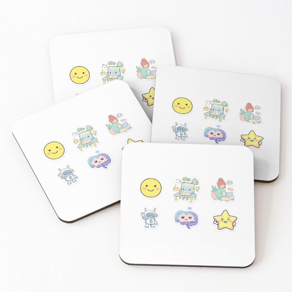 Item preview, Cute Productivity Sticker Pack | Robot, WFH Girl, Brain, Star & Smile – Kawaii Digital Stickers designed and sold by prachiuke264.