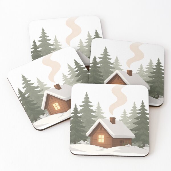 Item preview, Minimal Nordic Winter Cabin – Cozy Scandinavian Illustration designed and sold by Fernova.
