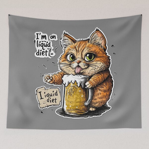 Item preview, I am on liquid diet cat designed and sold by Kat's Design Hub.