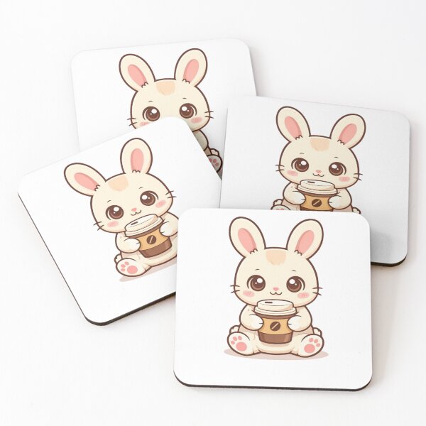 Item preview, Cute Chibi Bunny Holding Coffee Kawaii Bunny Coffee Illustration designed and sold by BShop20 – Cute Funny Tees & Gifts.