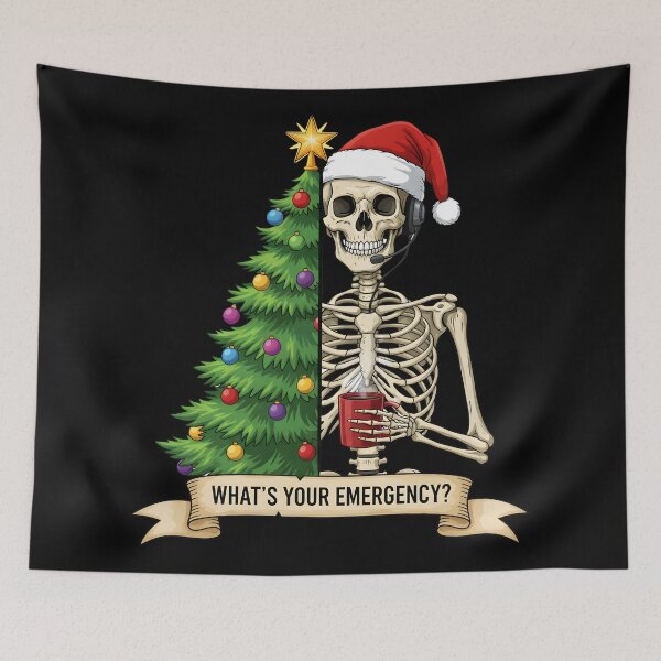 Item preview, Funny Skeleton Dispatcher Christmas Emergency Holiday Art designed and sold by DrawHandArt.