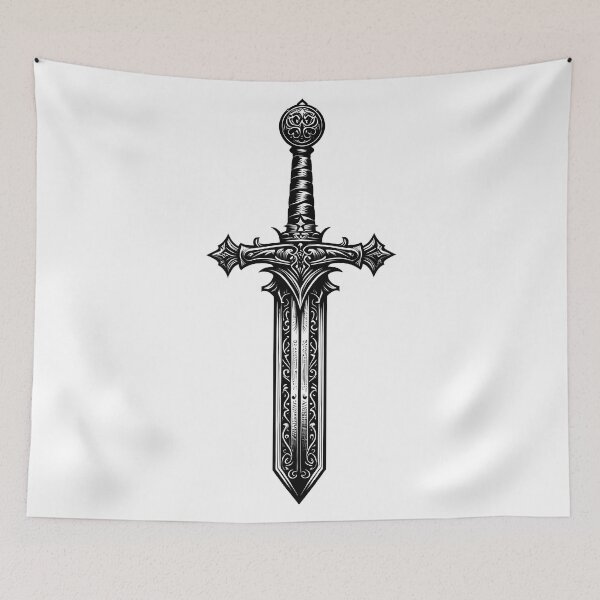 Item preview, Medieval Sword Cross Faith Warrior Strength Art designed and sold by DrawDrip.
