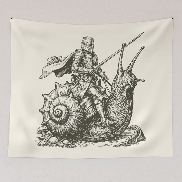 Item preview, Knight Snail Rider Funny Retro Medieval Warrior designed and sold by Y-Vibes.