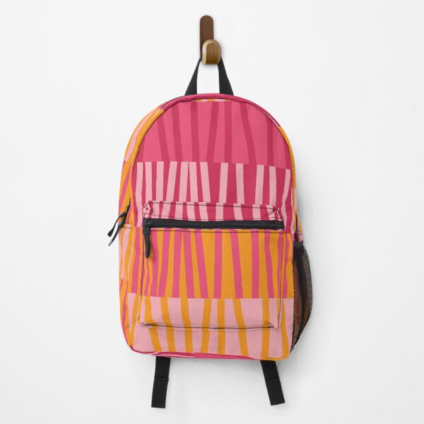 Item preview, Broken Line Mod Vertical Stripe | Lines With Movement | Tangerine | Grapefruit Juice Pink | Bright Bohemian designed and sold by Annette Chabidon Studio.