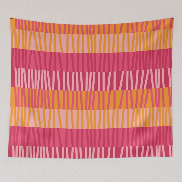 Item preview, Broken Line Mod Vertical Stripe | Lines With Movement | Tangerine | Grapefruit Juice Pink | Bright Bohemian designed and sold by Annette Chabidon Studio.