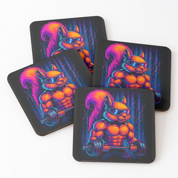Item preview, Neon Fitness Squirrel Pumping Iron Gym Vibes Art designed and sold by TshirtTown88.
