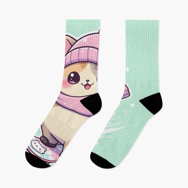 Item preview, Kawaii Cat Snowboarding Cute Winter Art designed and sold by Uglyandcute.