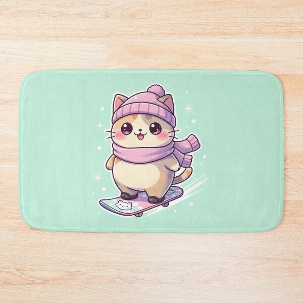 Item preview, Kawaii Cat Snowboarding Cute Winter Art designed and sold by Uglyandcute.