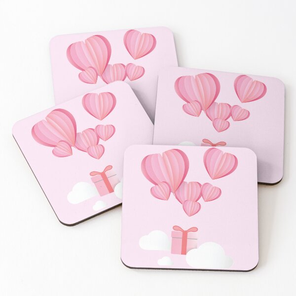 Item preview, Pink Heart Balloons Gift – Romantic Cartoon Illustration with Floating Love Clouds designed and sold by zevorgue.
