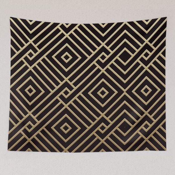 Item preview, Art Deco Gold Geometric Pattern | Luxury Black Wallpaper designed and sold by Kruti Collection.
