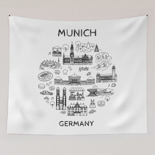 Item preview, Munich Germany - Great Cities of Europe - Line art of Munich Architecture and Culture designed and sold by Kathunk Designs.