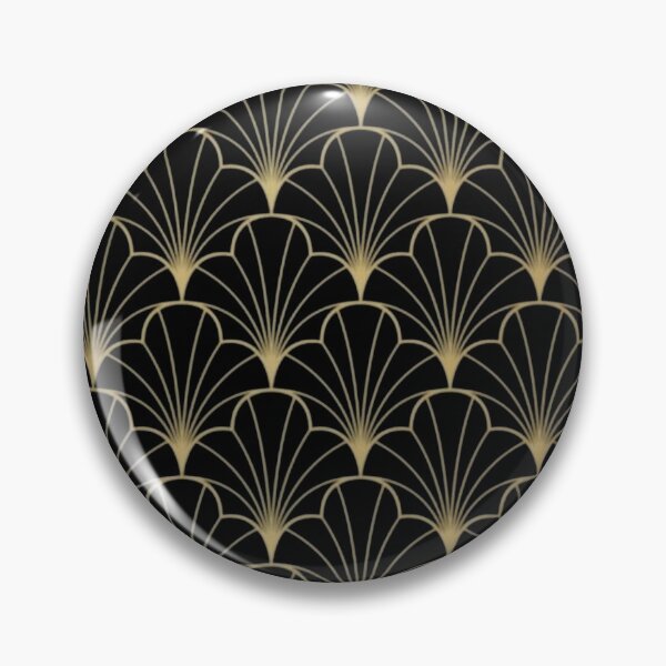 Item preview, Art Deco Gold Fan Pattern | Elegant Geometric Black Wallpaper designed and sold by Kruti Collection.