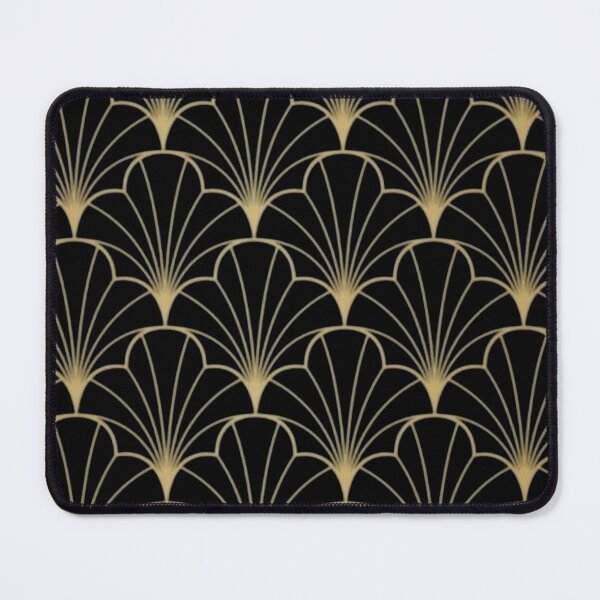 Aperçu de l'œuvre Papier peint noir élégant à motif éventail doré Art Déco | Papier peint géométrique élégant créée et vendue par Kruti Collection.