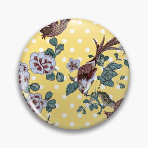 Item preview, Two Pheasants Yellow Polka Dots Digital Collage Wallpaper designed and sold by Licorice Moon.